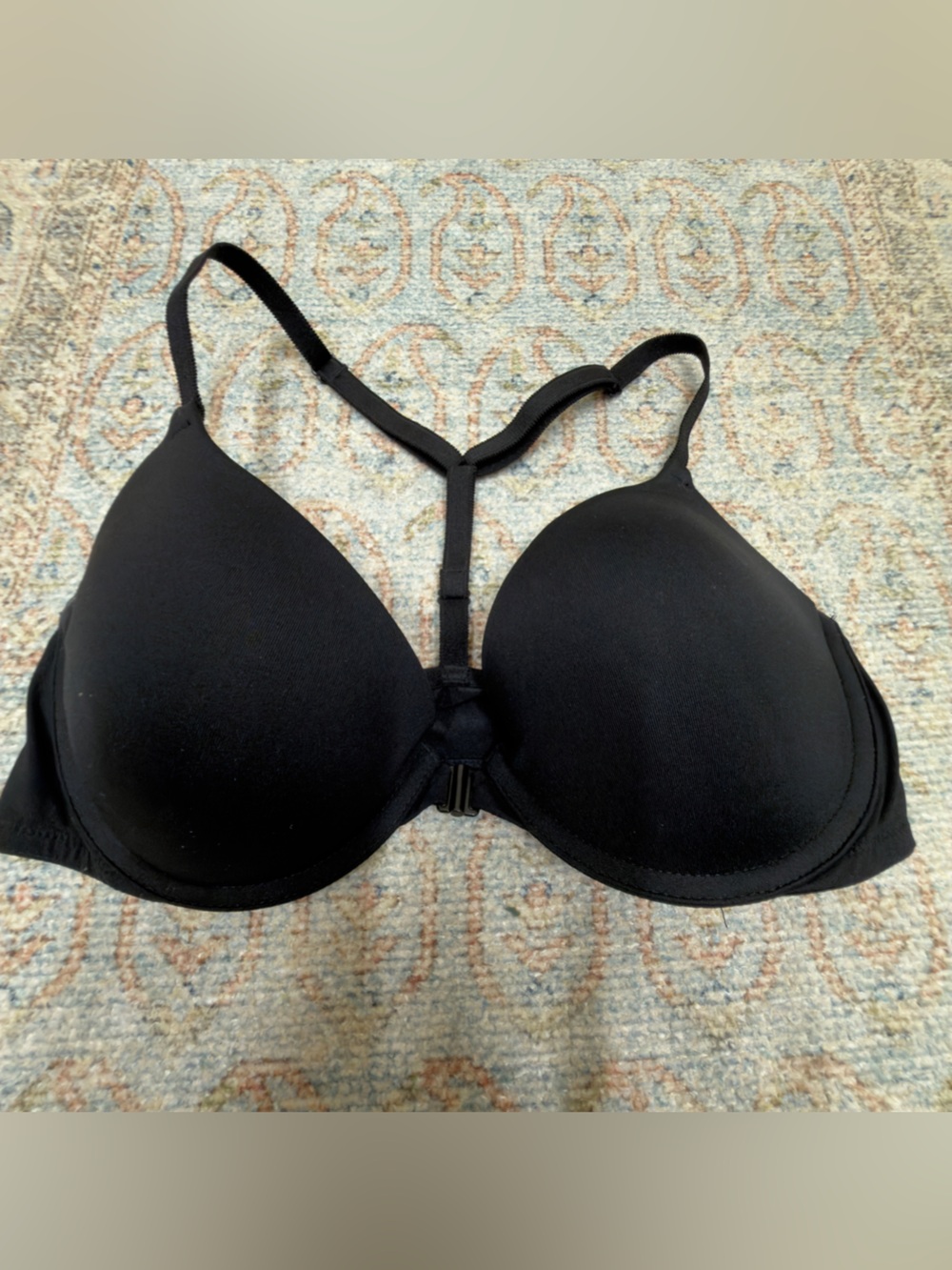 PINK Victoria's Secret Black Front-Close Racerback Push up T-Shirt Bra 36C